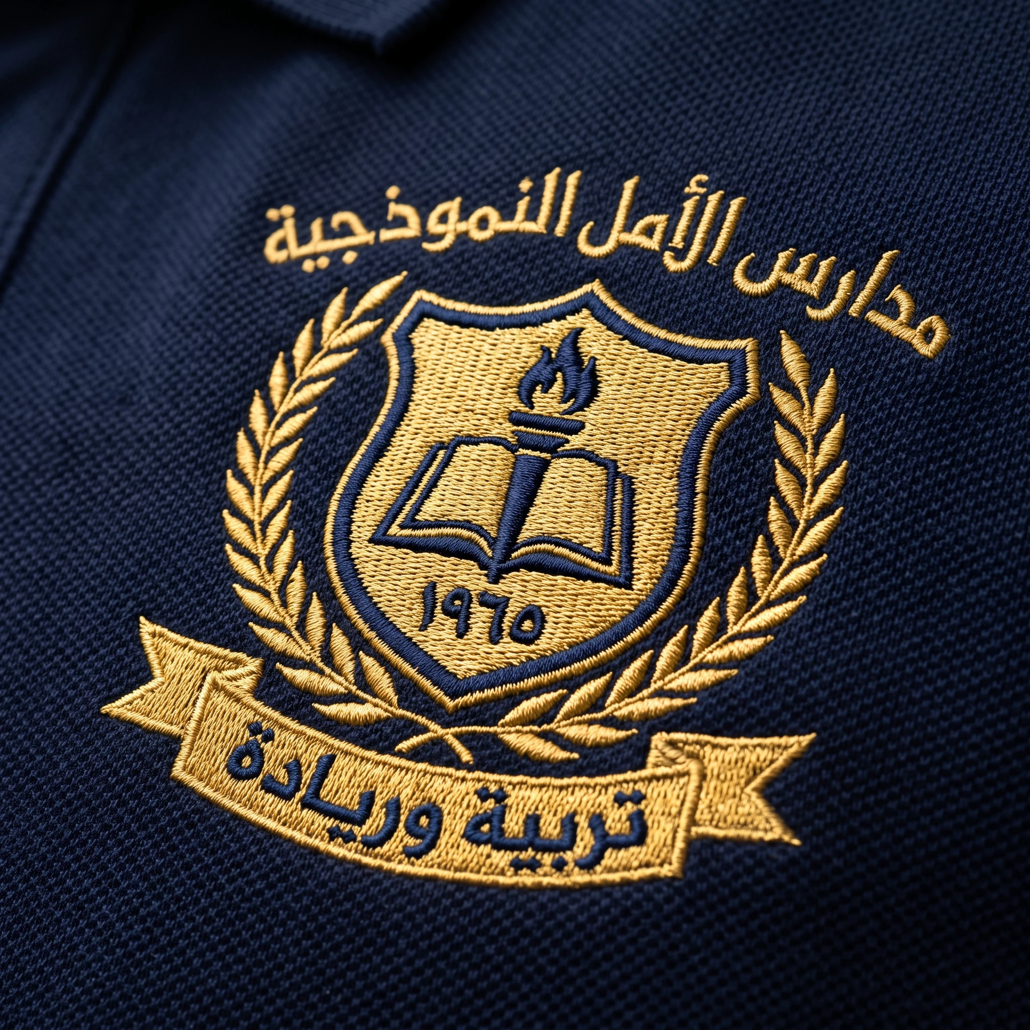 تطريز حاسوبي فائق الدقة للشعار المدرسي على أقمشة إنفينيتي الموحدة